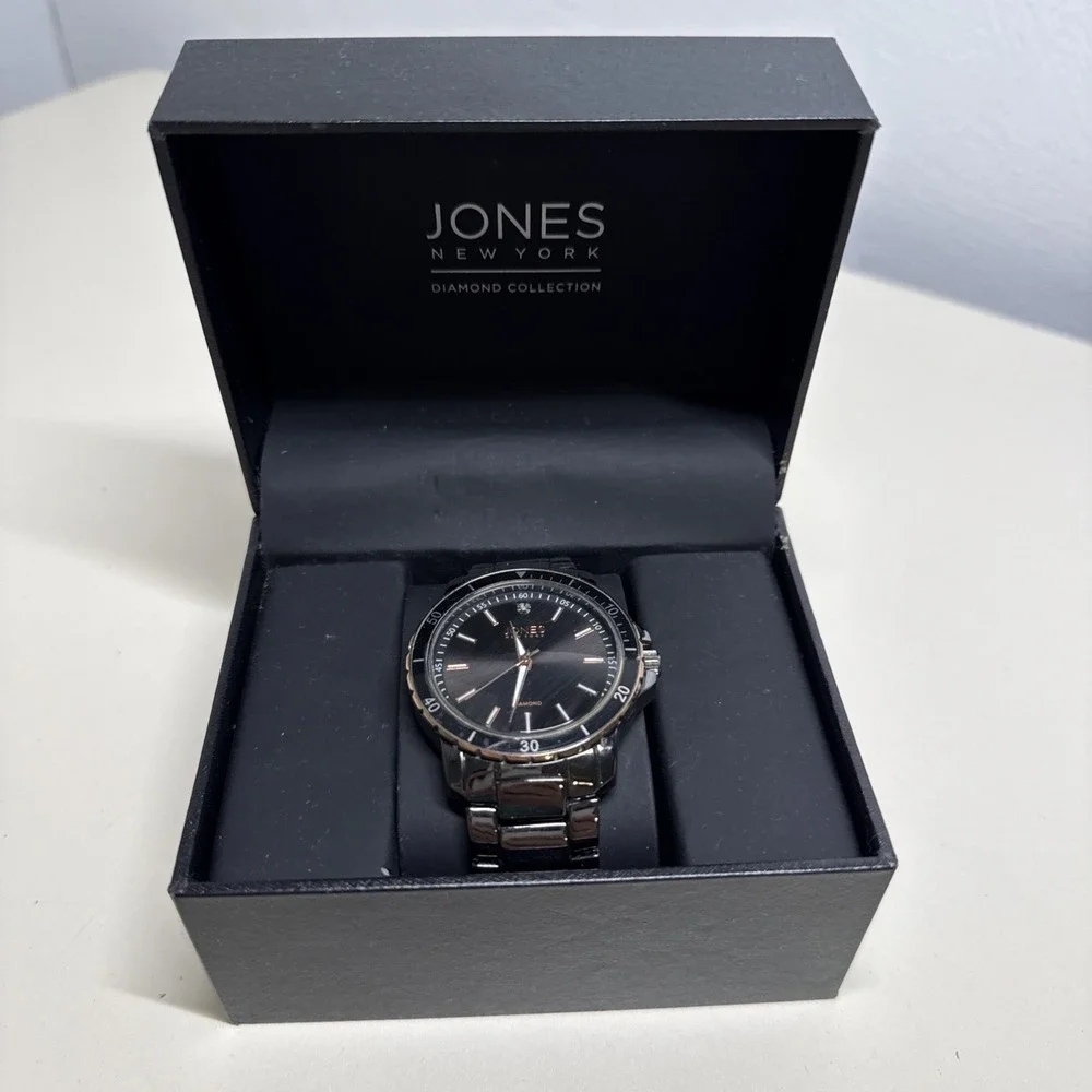Jones New York Diamond Collection Men's Black on Black Watch - Brand New in Box